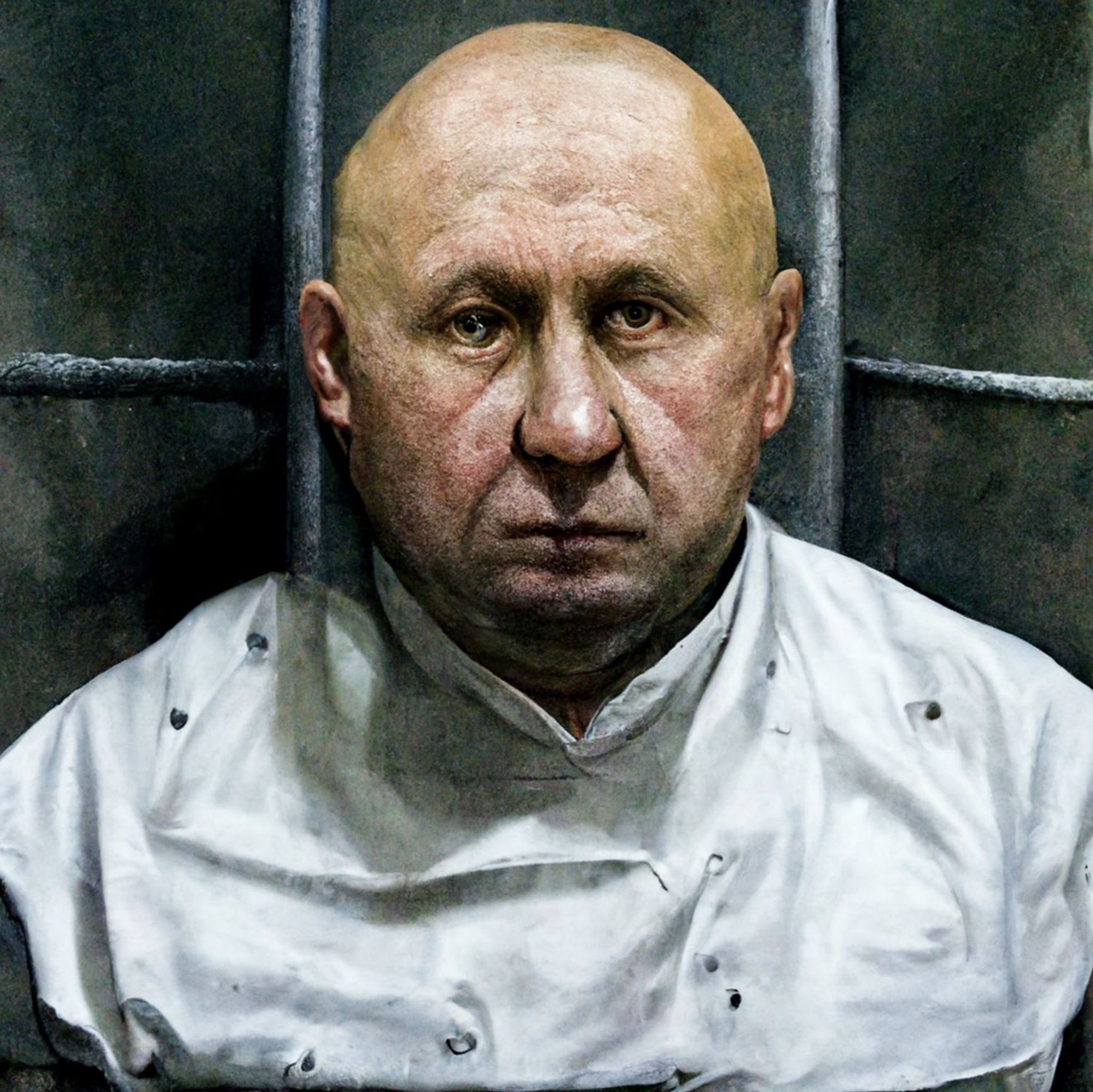 Neural network generated picture: "Putin's chef meets cons"