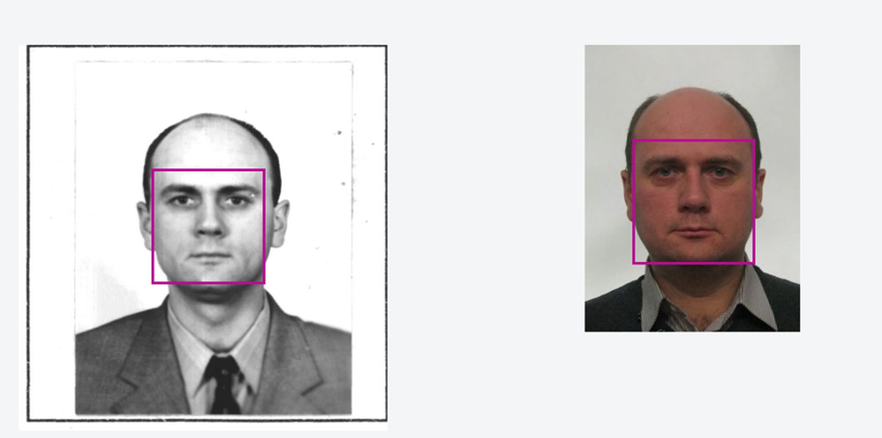 Слева - паспортное фото Андрея Сазонцева, справа - визовое фото "Андрея Митракова"
