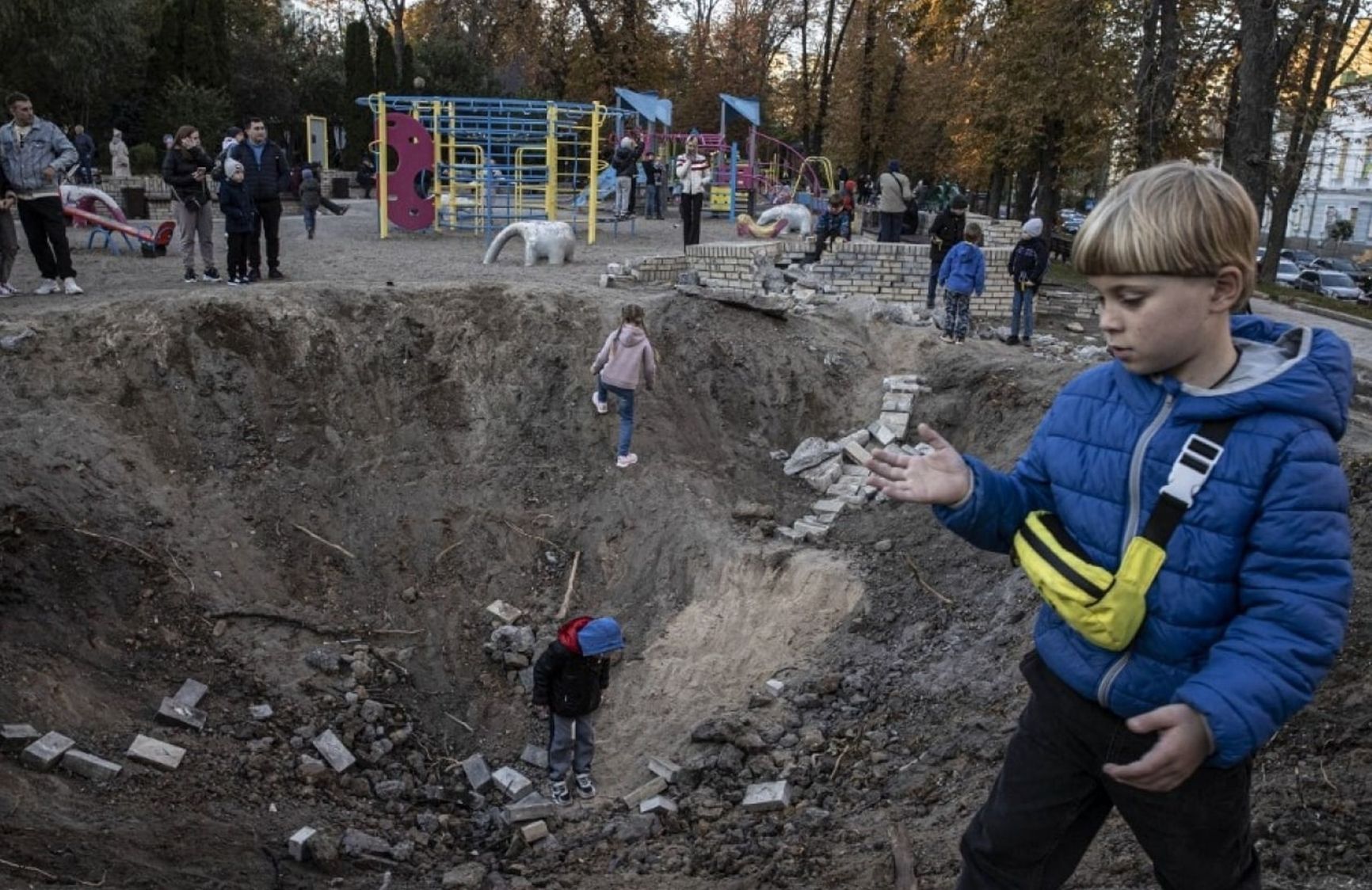 One of the "high-precision" Russian missiles hit a children's playground on October 11
