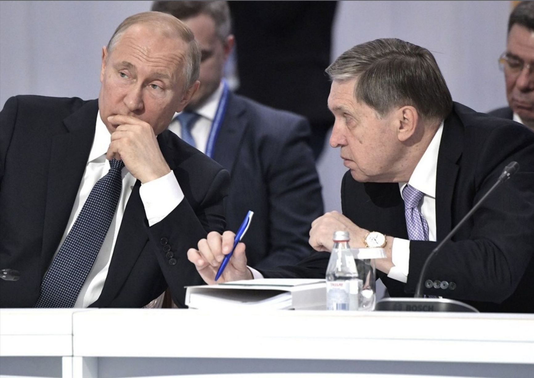 Vladimir Putin and Yuri Ushakov