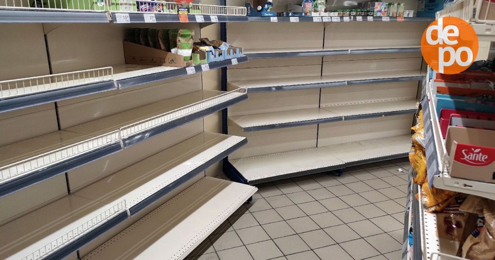 Empty shelves in a supermarket in Kherson