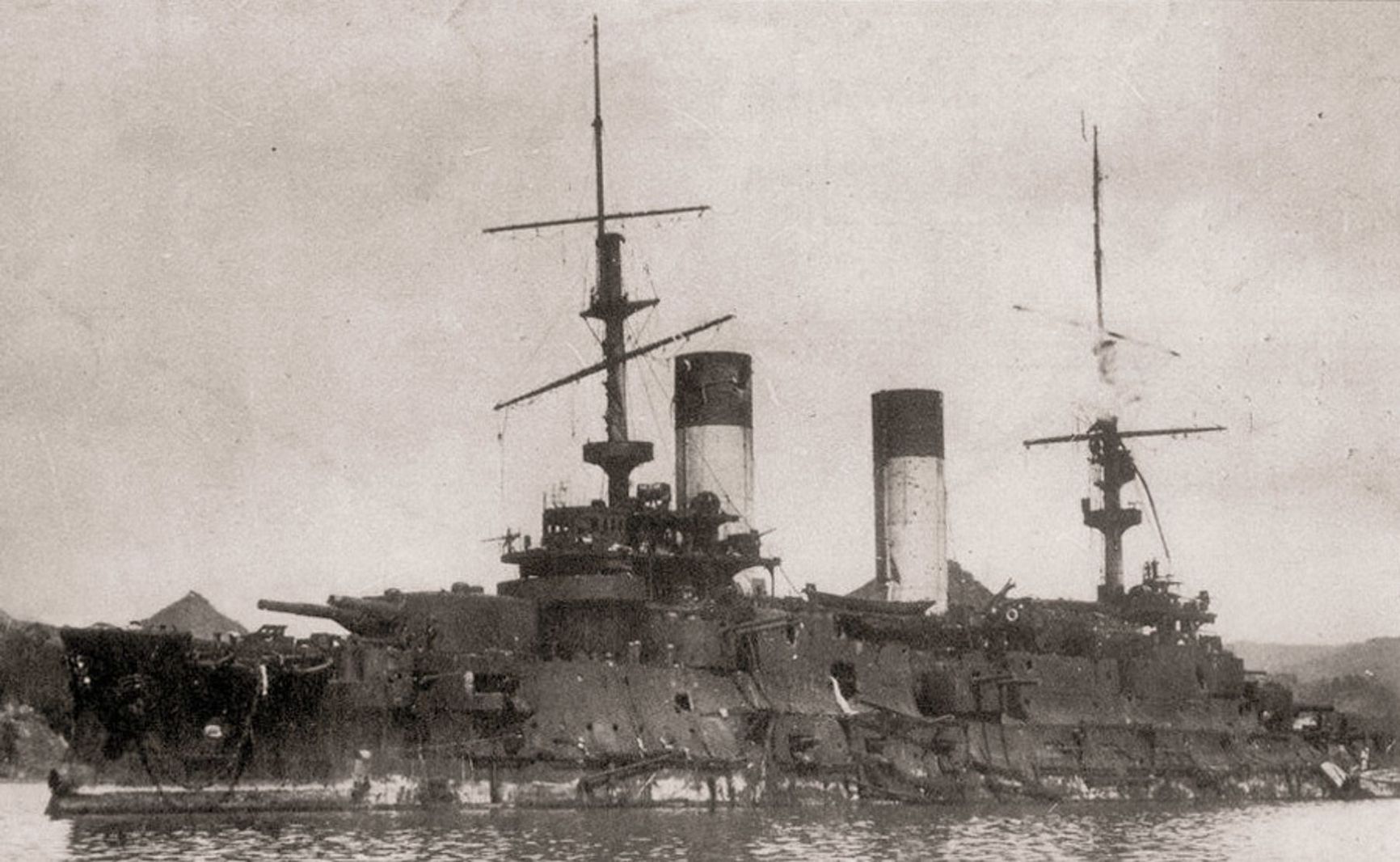 The battleship Oryol after the Battle of Tsushima