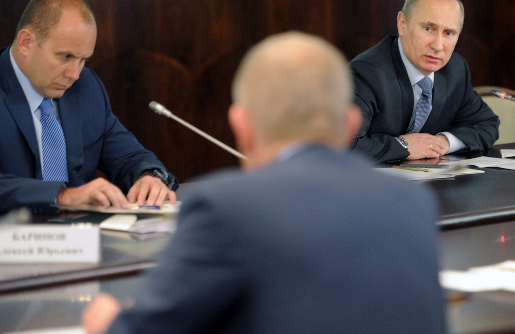 Eduard Bendersky and Vladimir Putin at a United People's Front meeting